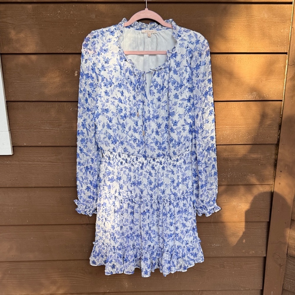Skies Are Blue Floral Ruffle Top